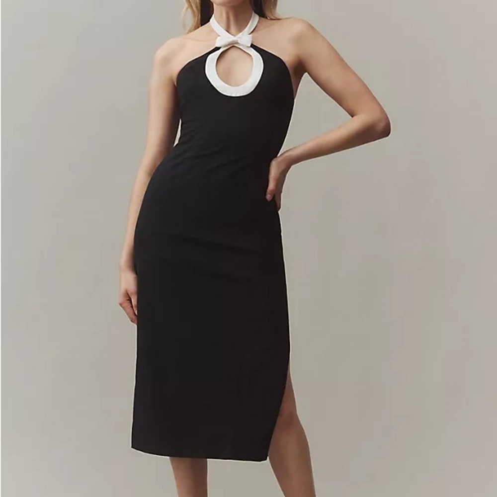 NWT BHLDN Victoria Bow Halter Cutout Midi Dress